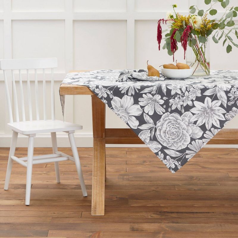 50" Cotton Linear Floral Table Throw - Town & Country Living