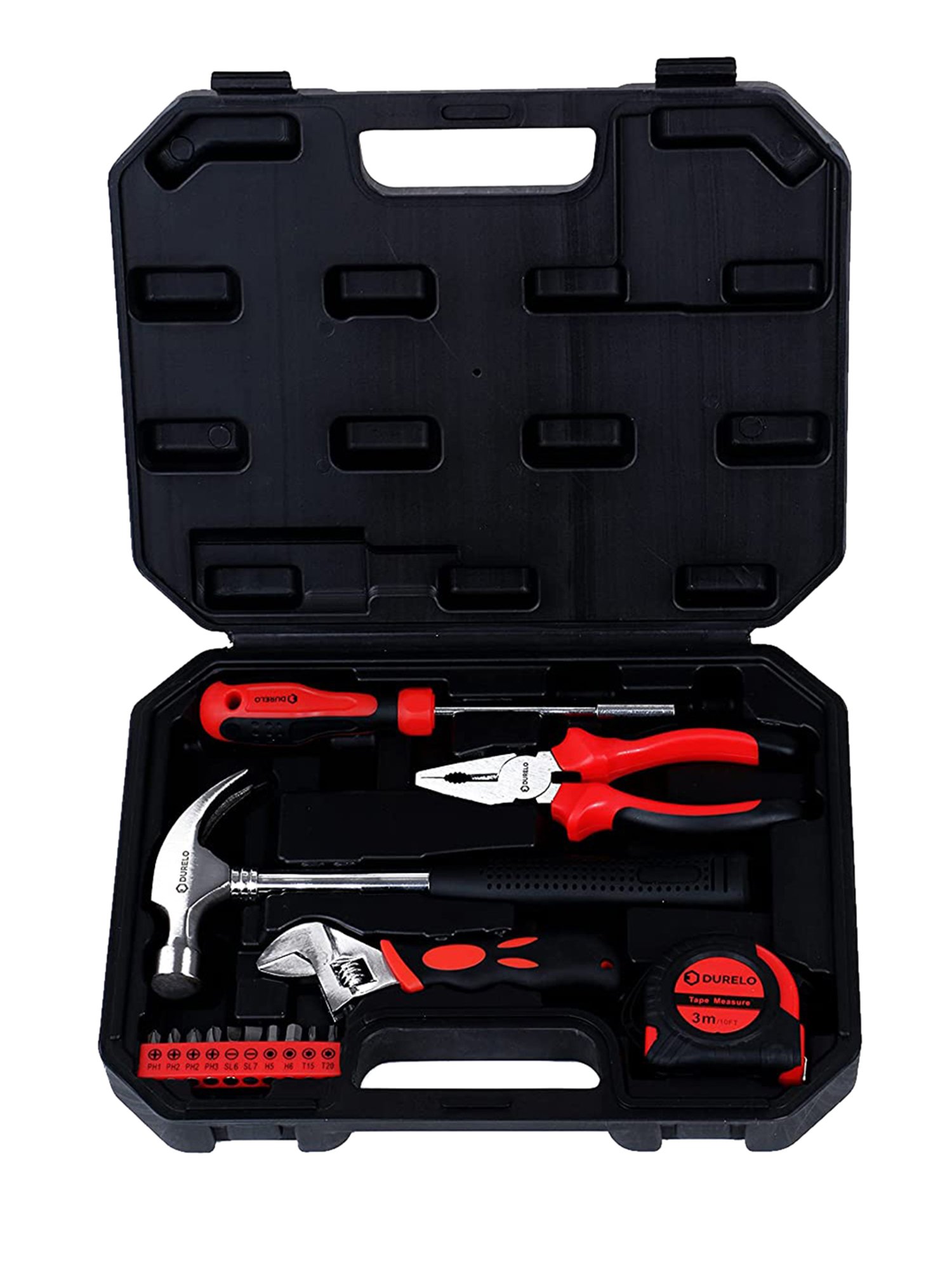 DURELO HTK-15 Hand Tool Kit 15-Pieces (Red)