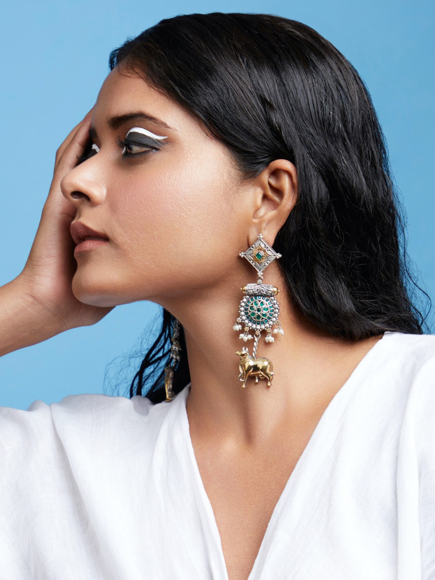 Curio Cottage Aria Dual Tone Nandi Dangler Earrings