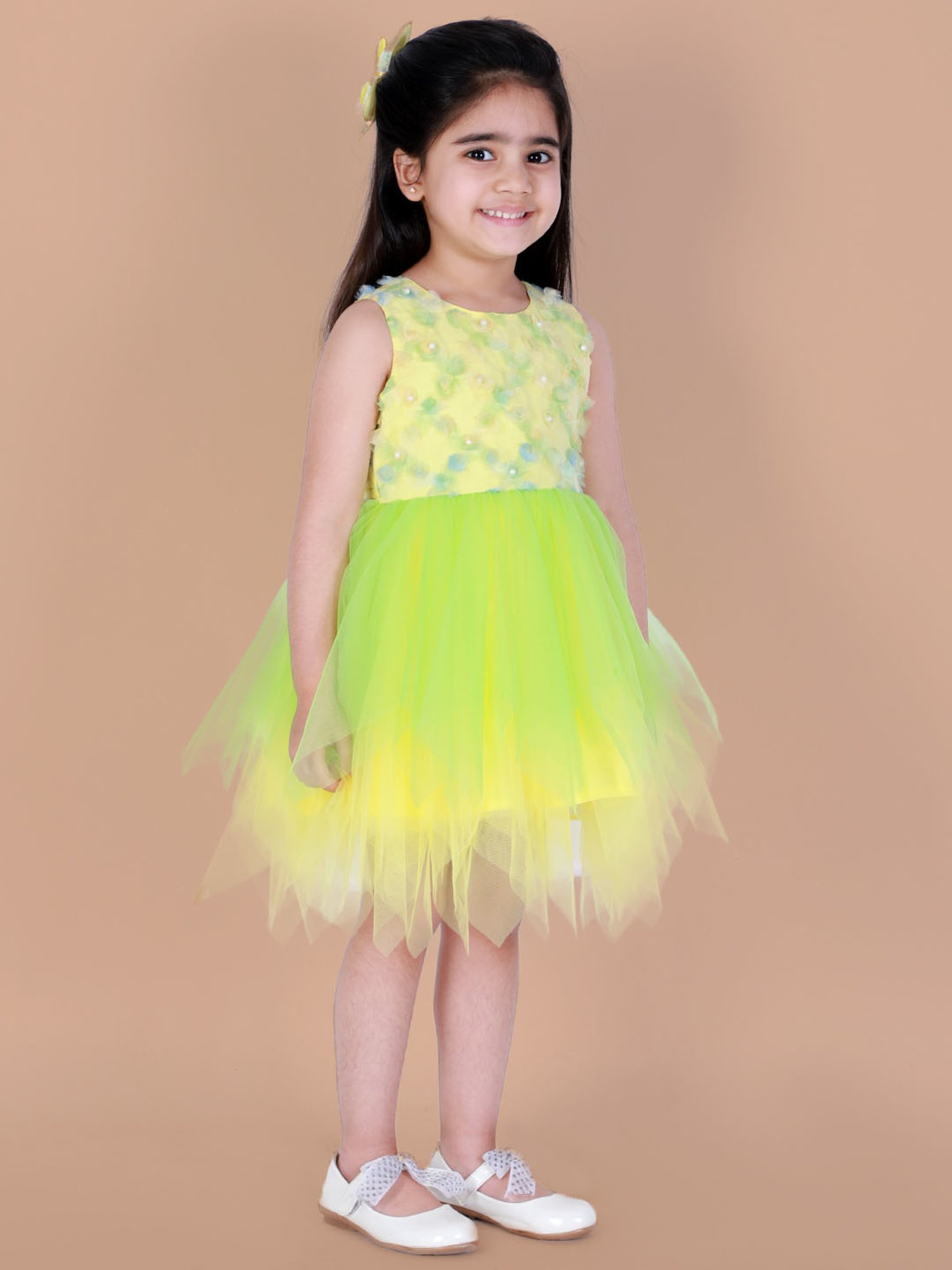 Lil Drama Kids Lime Green Applique Dress