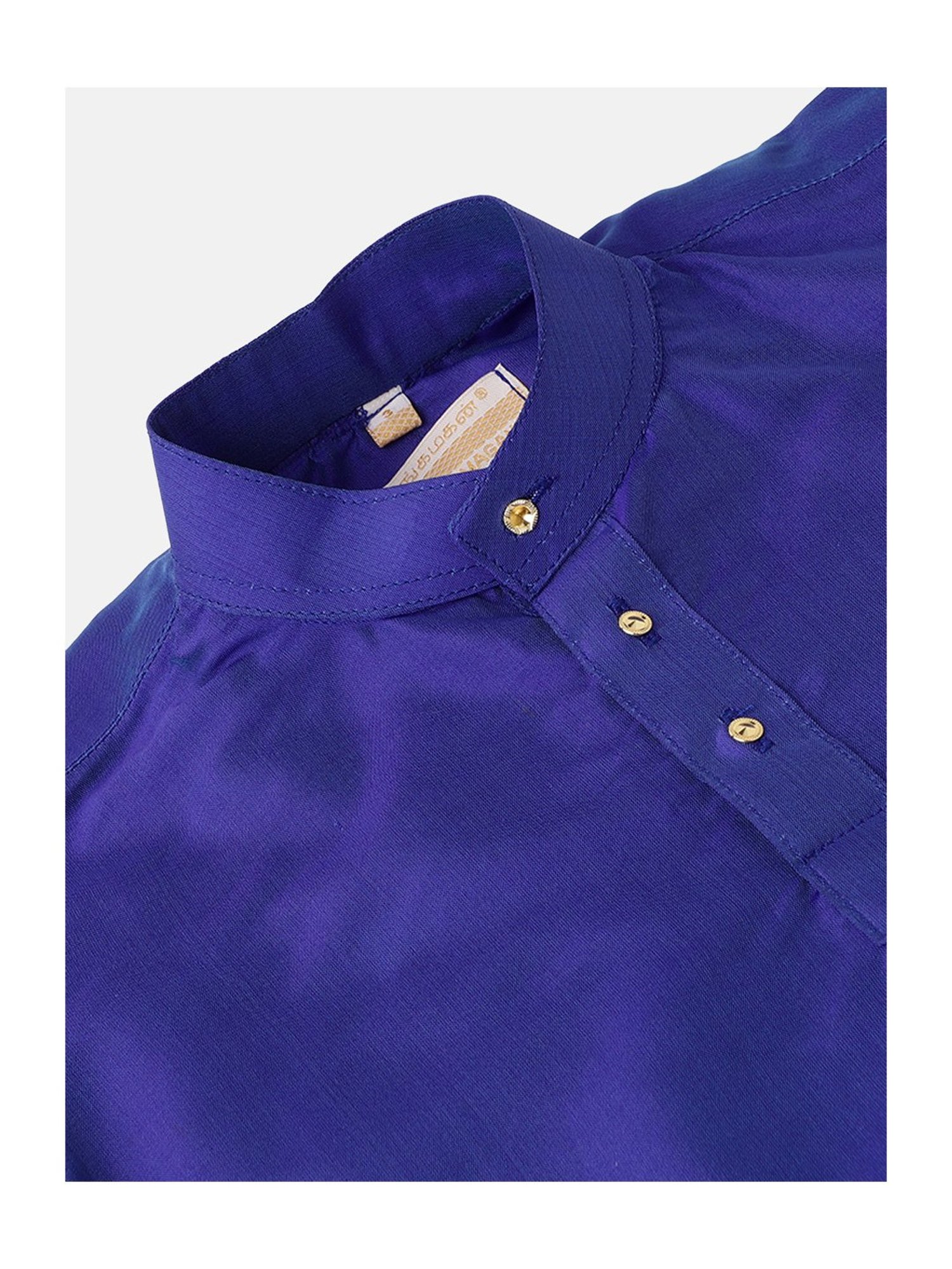 THANGAMAGAN Kids Dark Blue Solid Full Sleeves Kurta