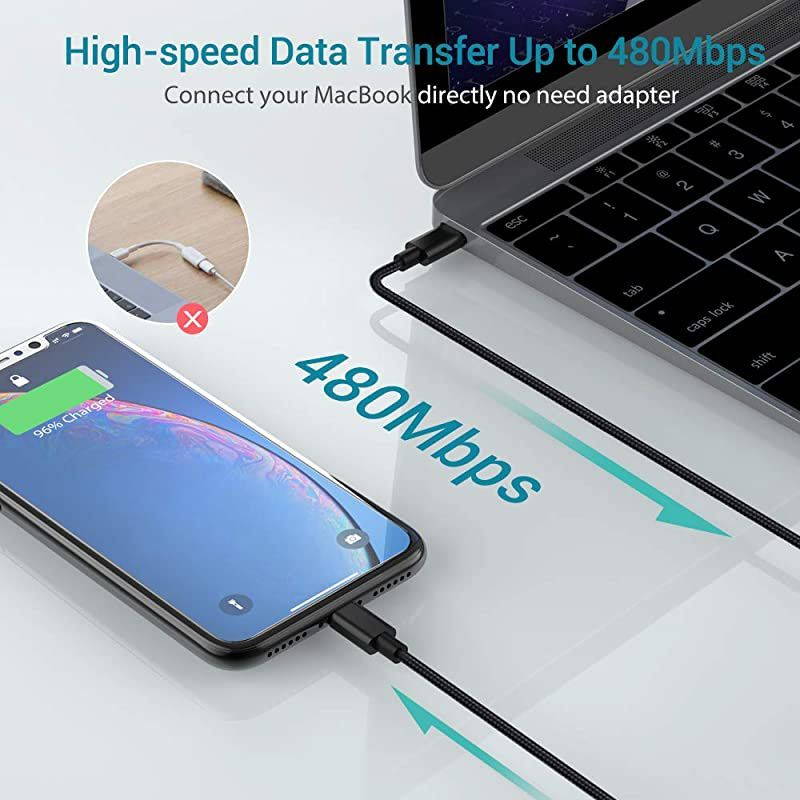 20W iPhone Charger Fast Charging-  USB-C Wall Charger Plug with 6FT MFi Certified USB C to Lightning Cable for iPhone 12 Mini Pro Max 11 Pro Max XS Max XR X iPad Pro AirPods Pro, Black
