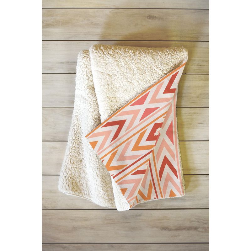 Avenie Boho Horizon Coral Sherpa Fleece Blanket - Deny Designs