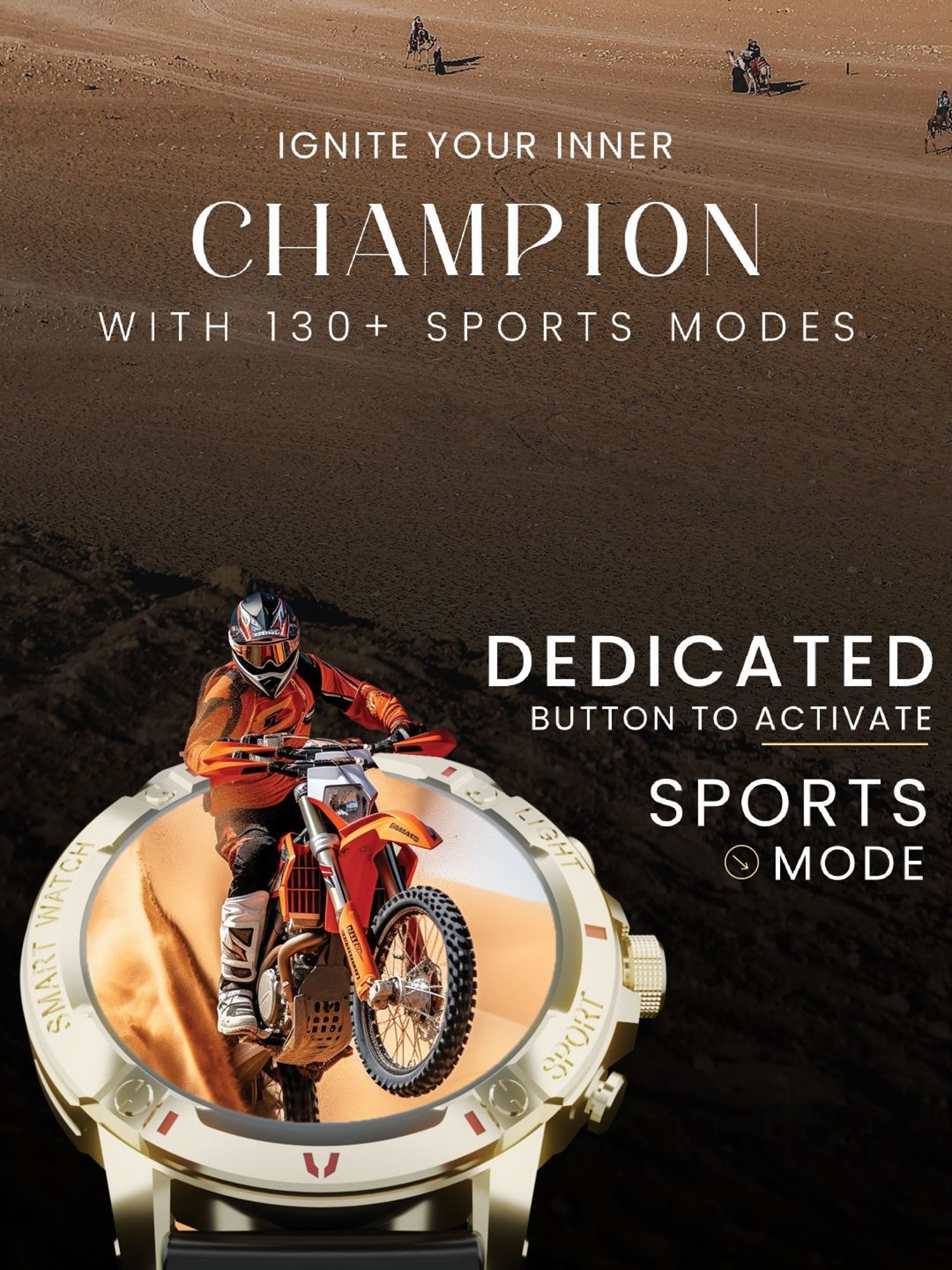 Hammer Luxor 1.45 inch AMOLED Display Round Dial Rugged Smartwatch with Bluetooth Calling (Gold)