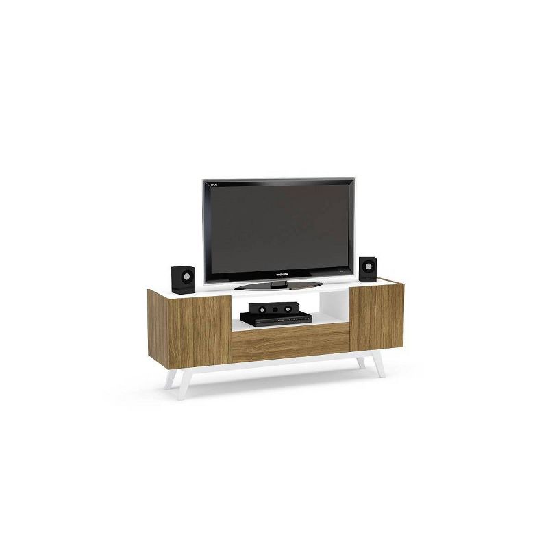 60" Brooklyn Tv Stand White and Walnut - Chique