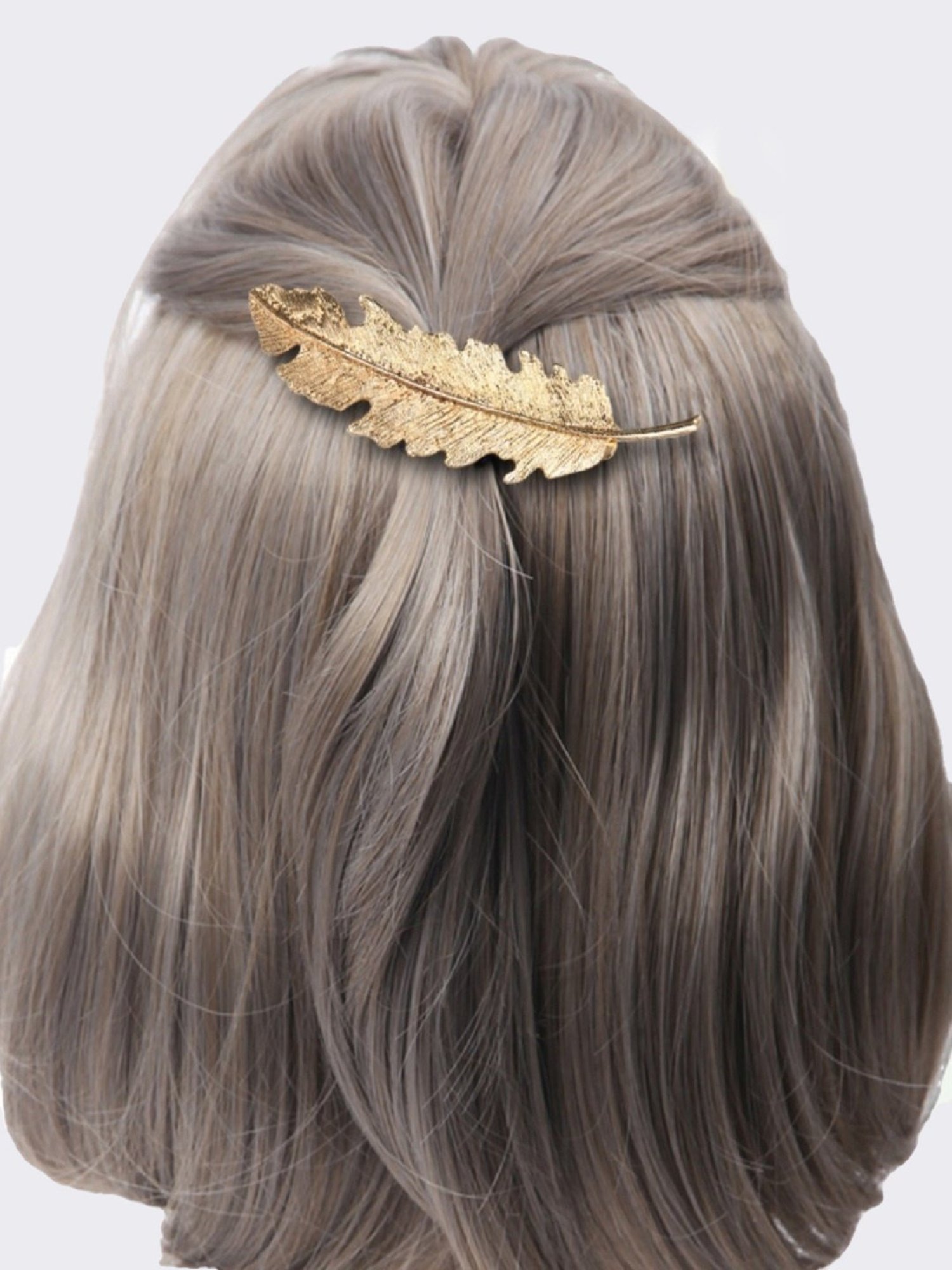 OOMPH Gold Tone Large Leaf Motif Fashion Hair Clip