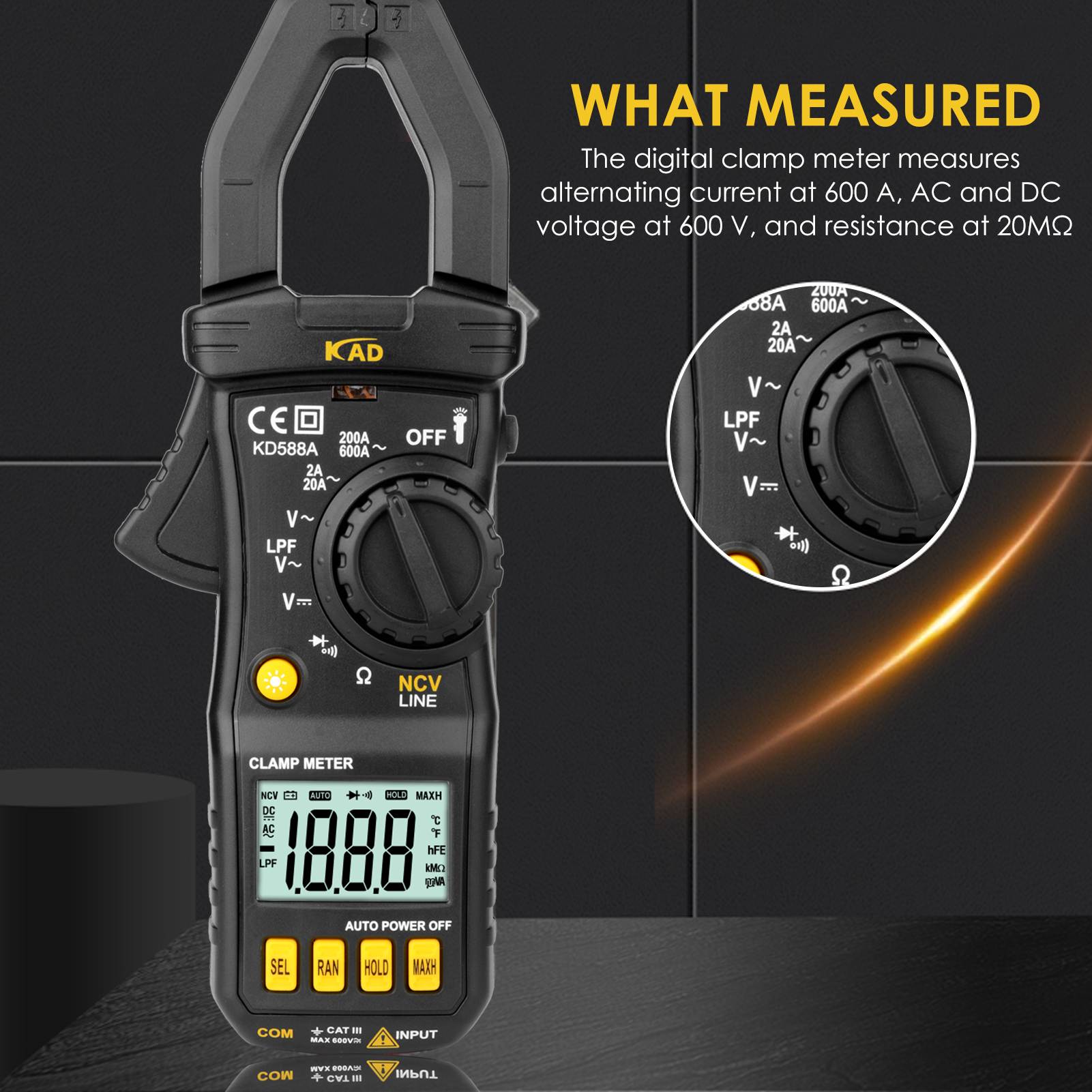 Bagilaanoe  Digital Clamp Meter High Accuracy Auto-Ranging Electronic Tester Measuring AC/DC Voltage, Current, Battery Condition, Resistance,Diode and Continuity Test