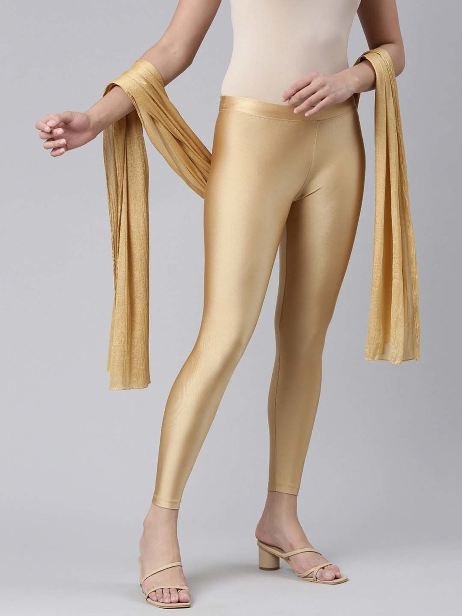 TWIN BIRDS White & Golden Plain Dupatta - Pack Of 2