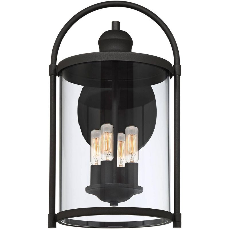 John Timberland Modern Outdoor Wall Light Fixture Black 17" Clear Cylindrical Glass for Exterior House Porch Patio Outside Deck