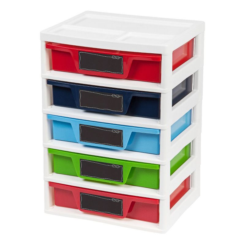 IRIS 150332 5 Drawer Storage Organization Activity Chest, Assorted Dark Colors