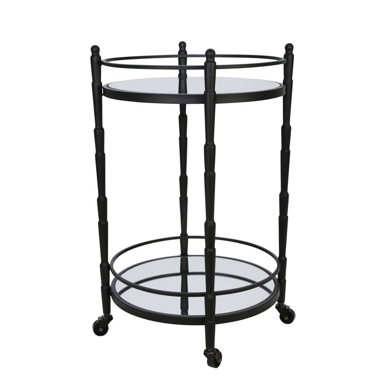 28" Metal 2 Tier Round Bar Cart Black - Sagebrook Home