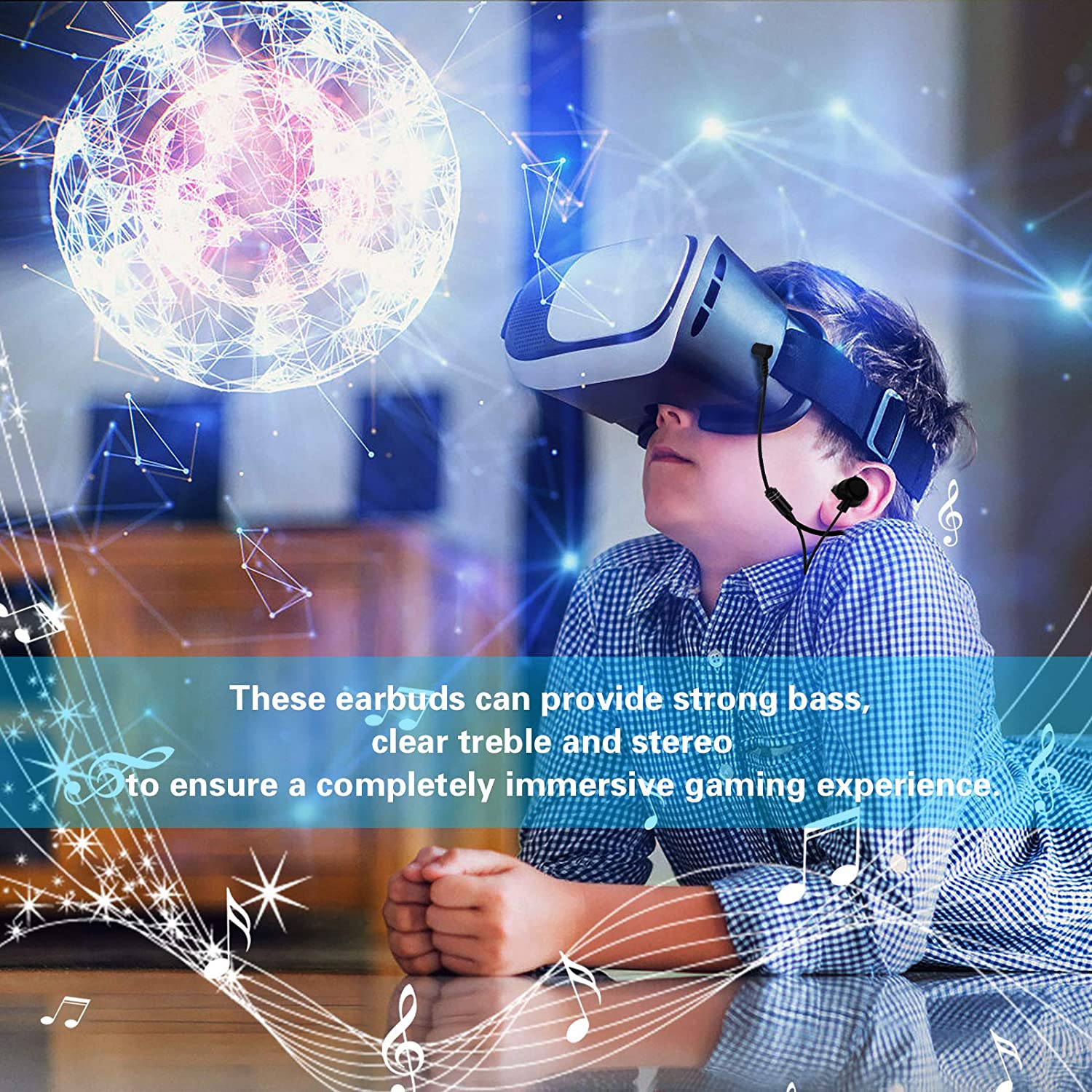 Headphones for Oculus Quest 2 VR Headset Noise-Isolating in-Ear Earphones with 3D 360 Degree Sound and Custom Silicone Earbuds Caps (White)