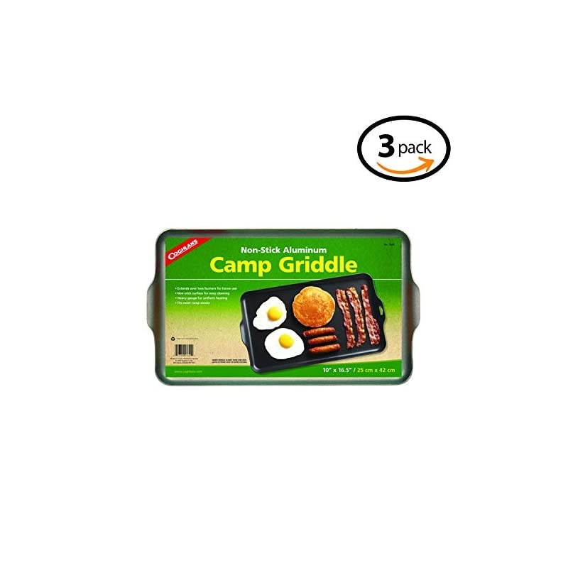 Two Burner Non-Stick Camp Griddle, 16.5 x 10-Inches - 3 Pack