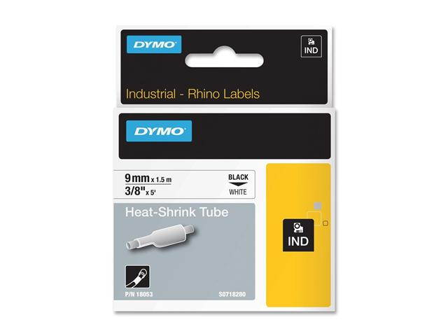 DYMO 18053, Rhino Heat Shrink Tubes Industrial Label Tape Cassette, 3/8" x 5 ft., White