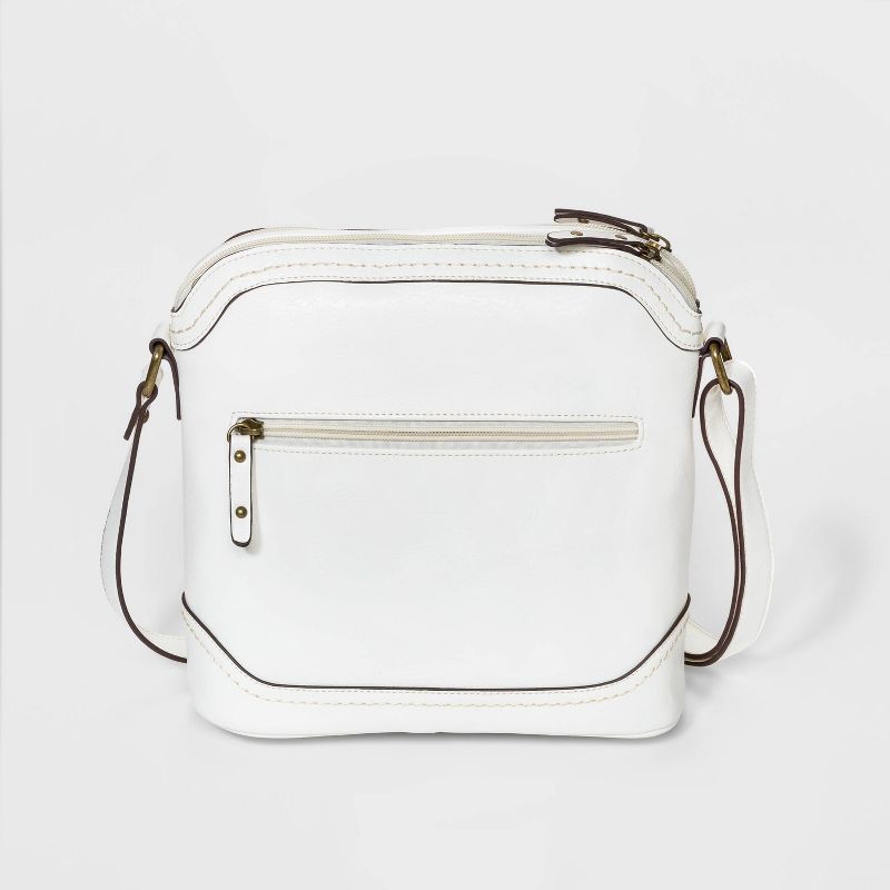 Bolo Zip Closure Crossbody Bag - White