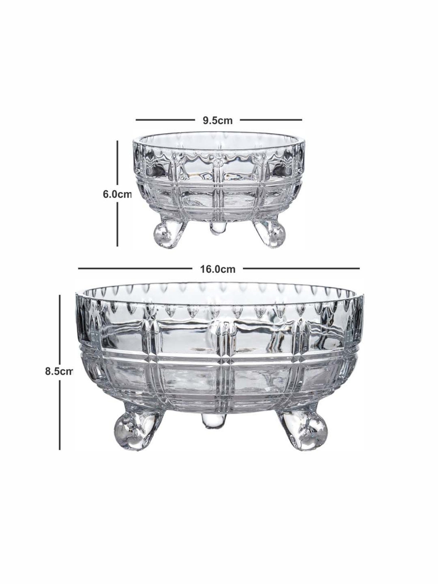 Roxx Transparent Glass 7-Piece Dessert Bowl & Serving Bowl Set