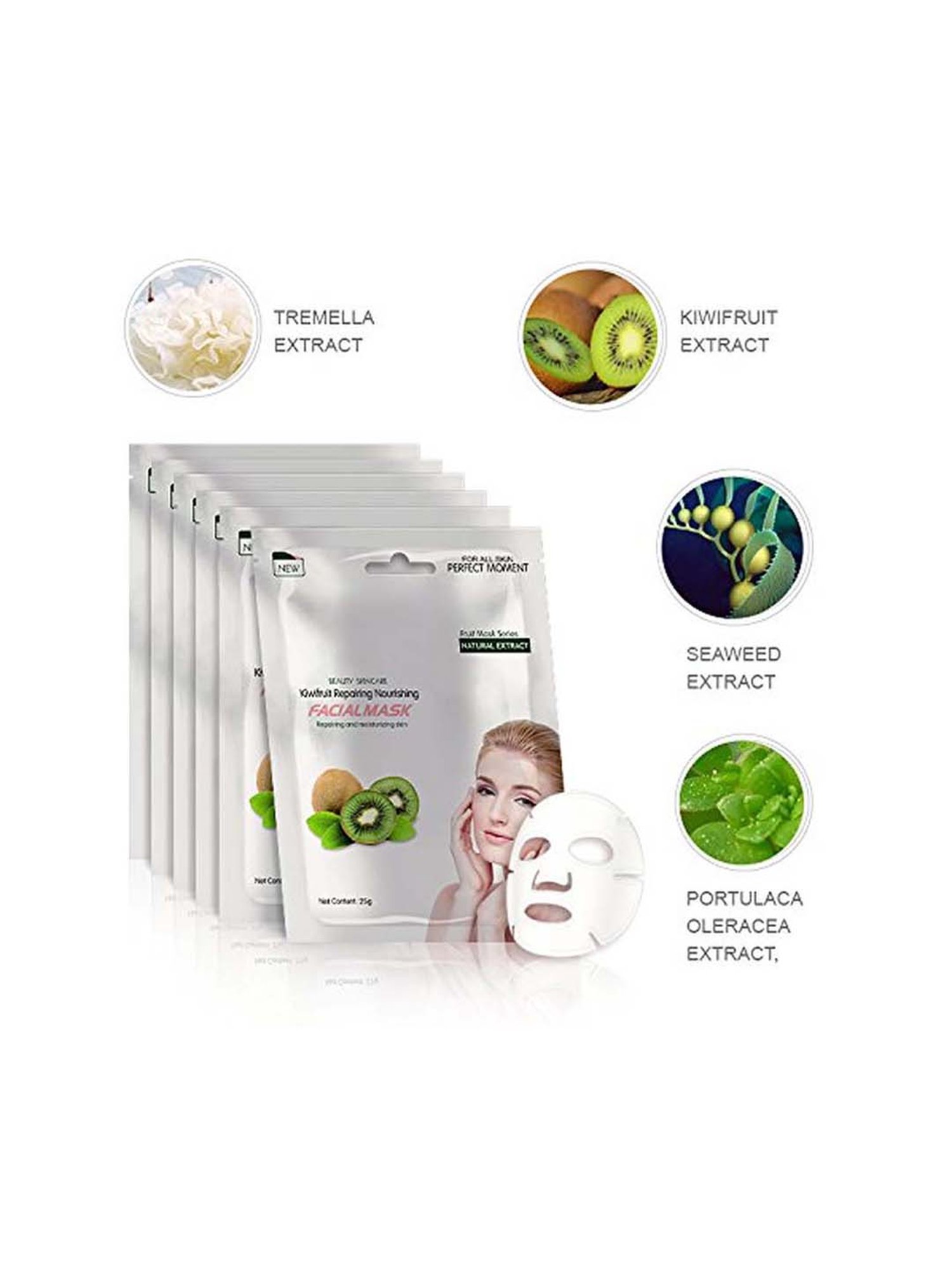 MONDSUB Kiwifruit Repairing Sheet Masks (Pack of 6) - 25 gm Each