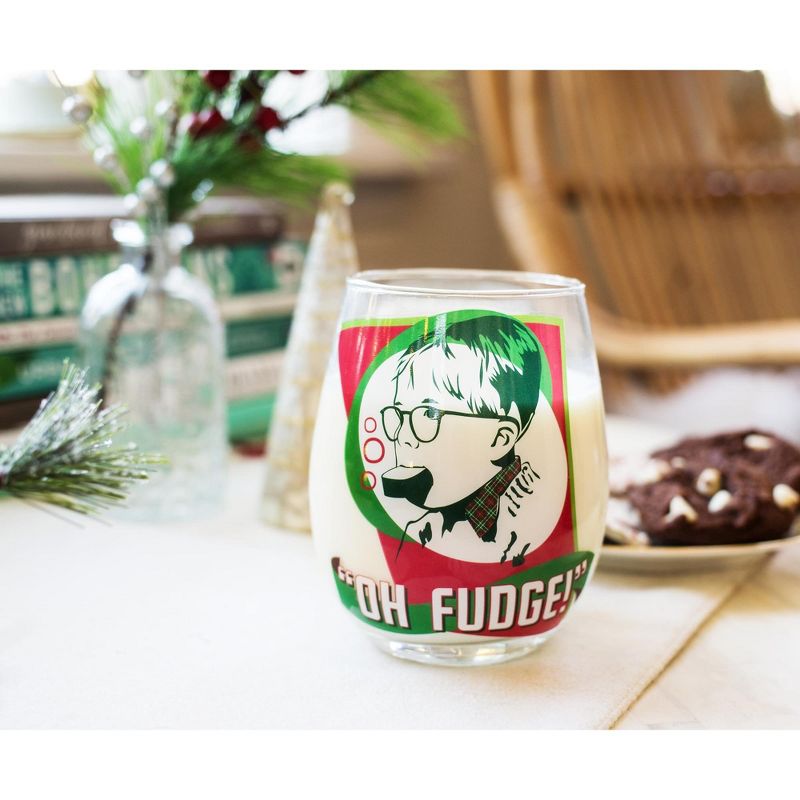 Silver Buffalo A Christmas Story "Oh Fudge!" Stemless Wine Glass | Holds 20 Ounces