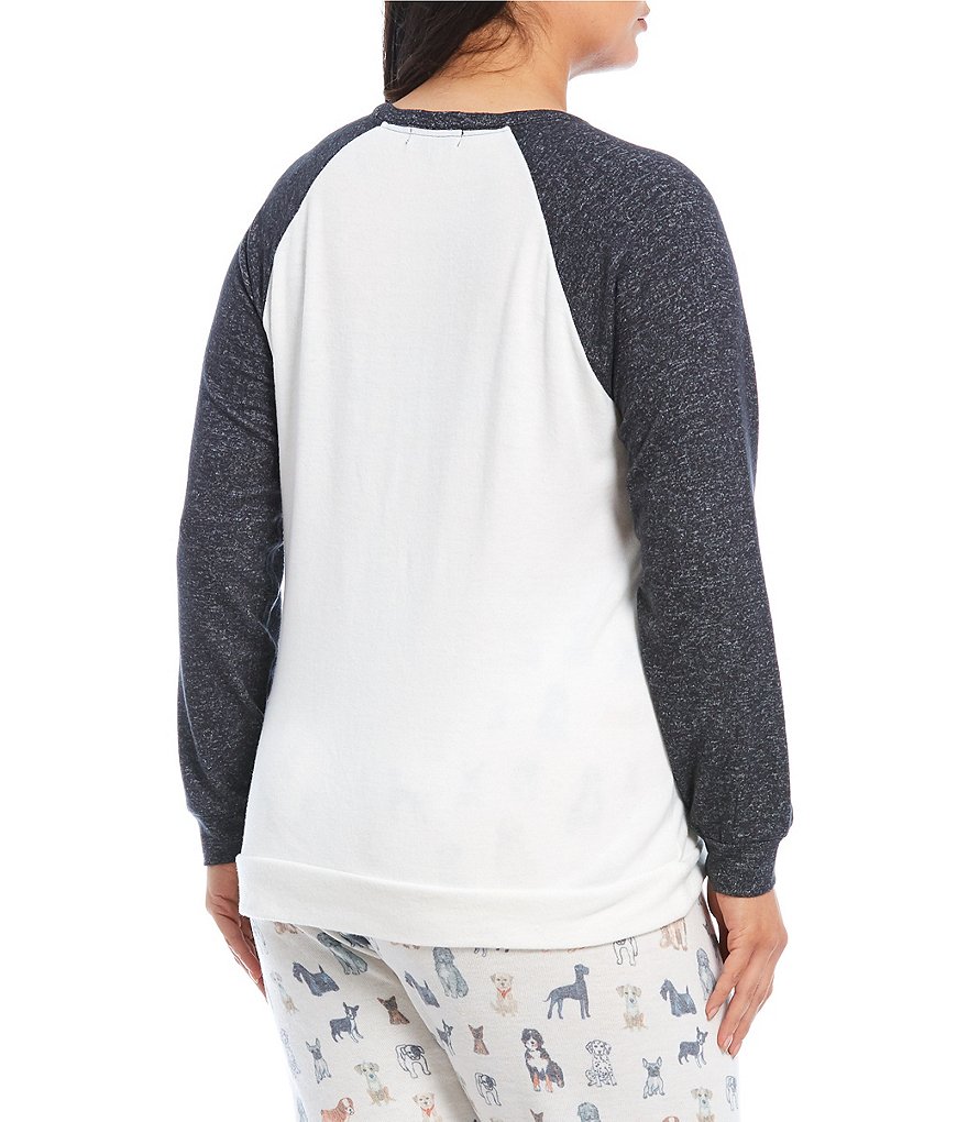 PJ Salvage Plus Anything is Paw-ssible Peachy Jersey Knit Raglan Sleep Top