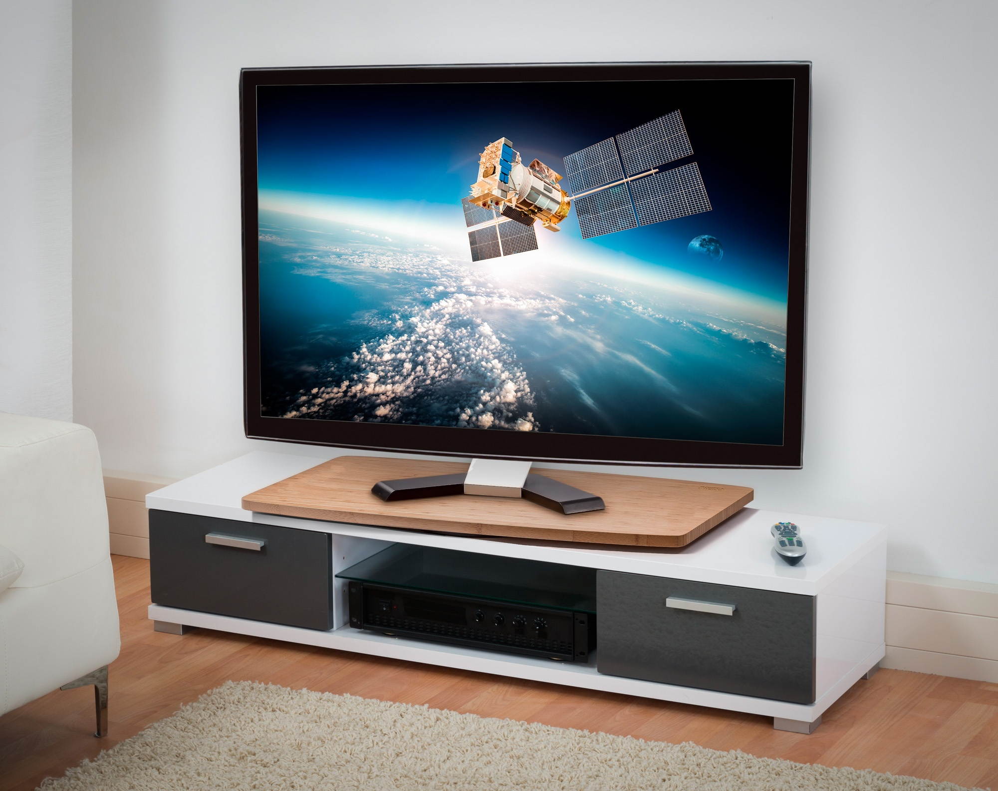 Prosumer's Choice Bamboo 31 Inch TV Swivel Stand for LED/LCD TVs