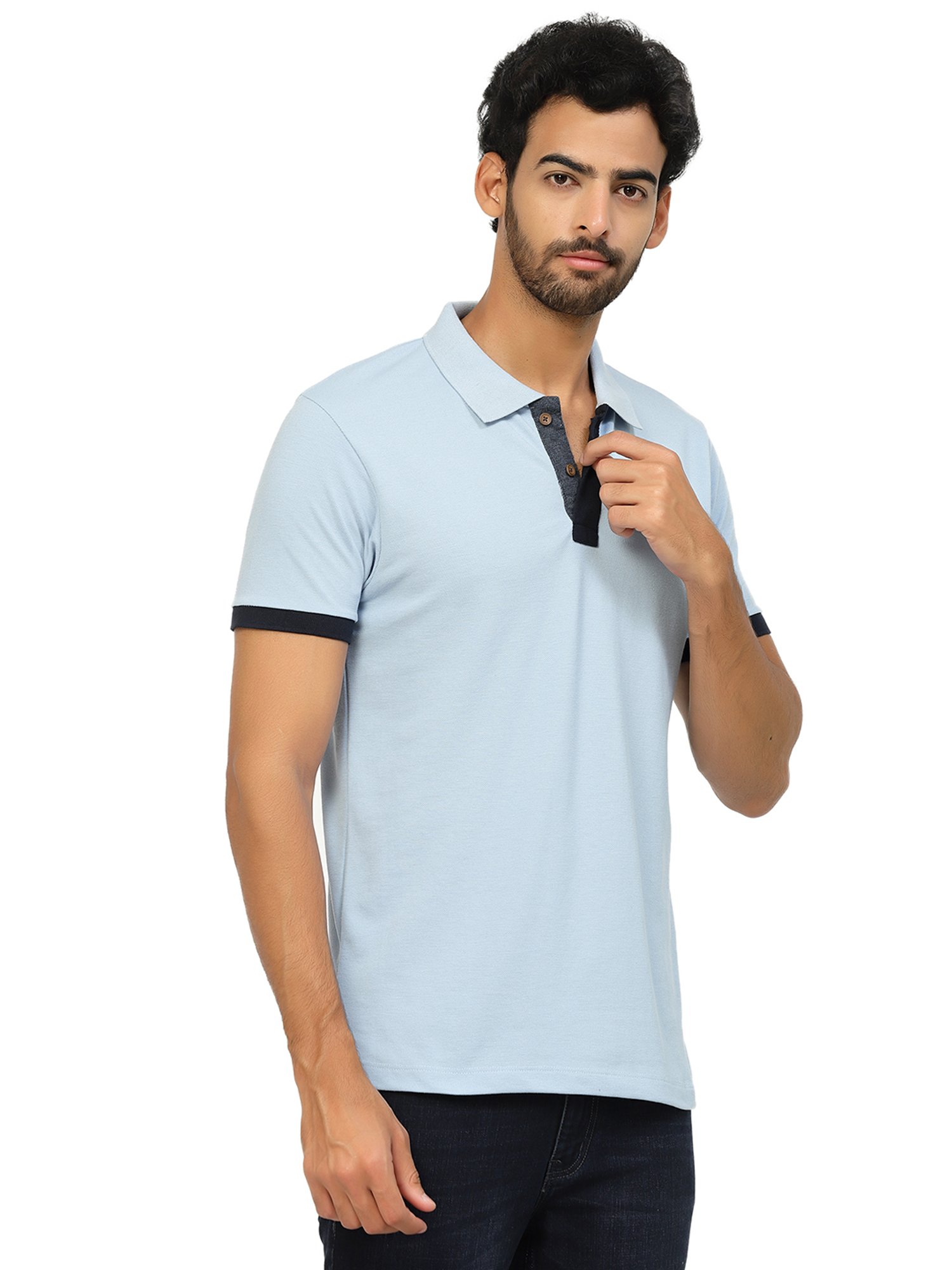 Kalt Sky Blue Regular Fit Polo T-Shirt