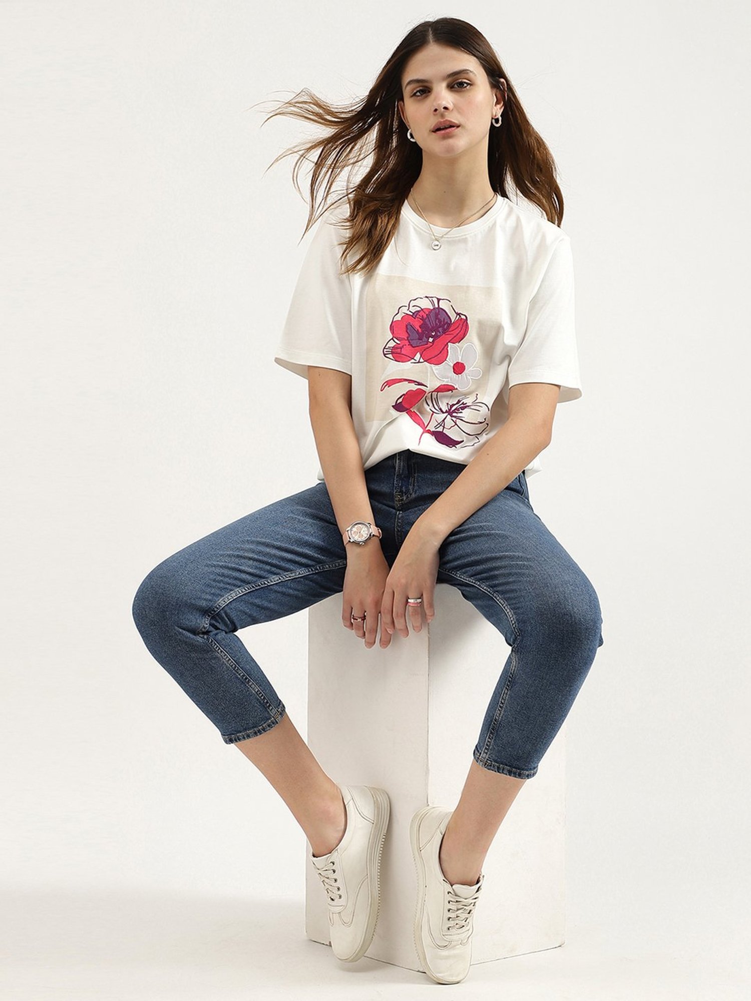 United Colors of Benetton White Printed T-Shirt