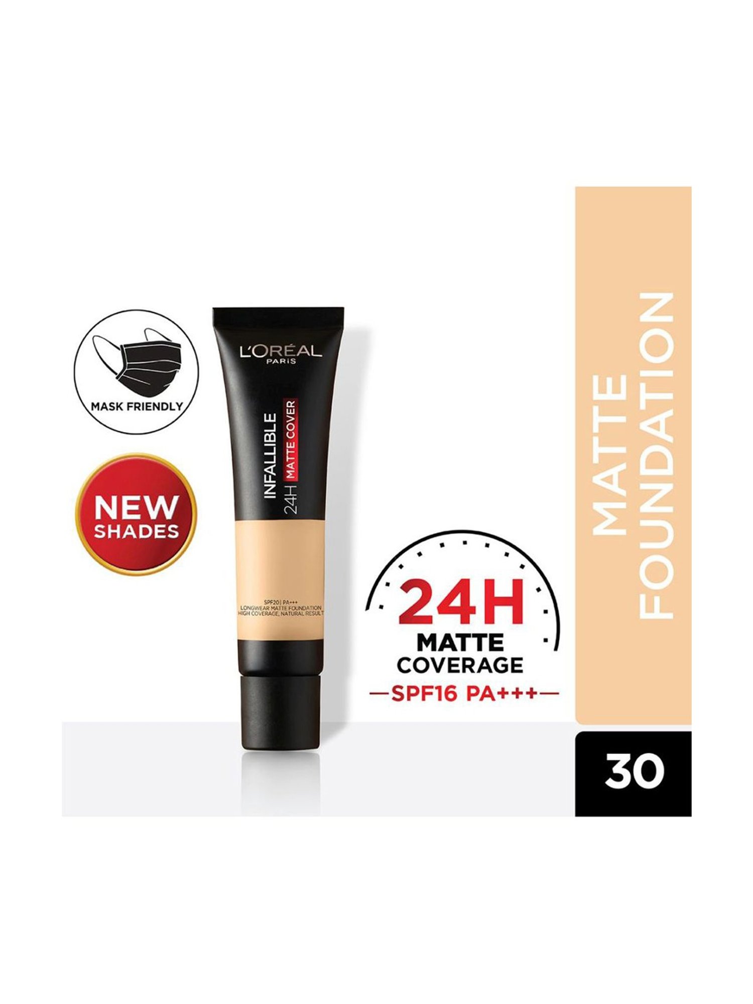 L'Oreal Paris Infallible 24h Matte Cover Liquid Foundation - 30 Light Ivory, 35ml