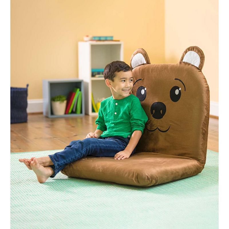 HearthSong - Kids Brown Folding Lounge Chair, Bear