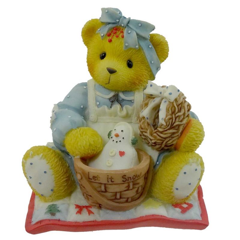 Cherished Teddies Suzanne Teddy Bear Snowman Basket  -  Decorative Figurines