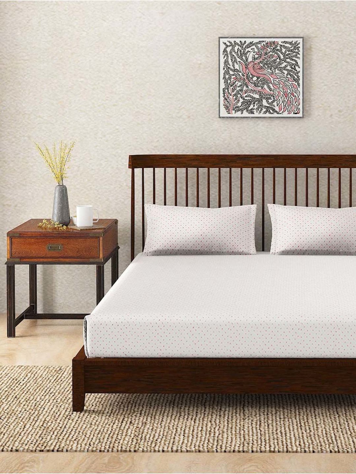 Fabindia Coral Cotton 180 TC Single Bed Sheet With Pillow Cover