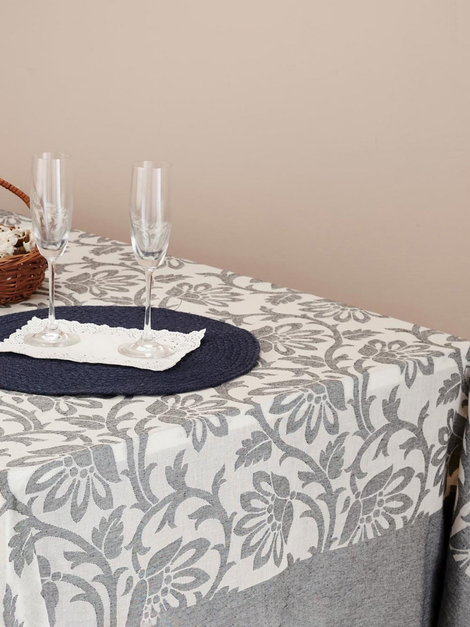 Romee Beige Cotton Checks Table Linen Sets