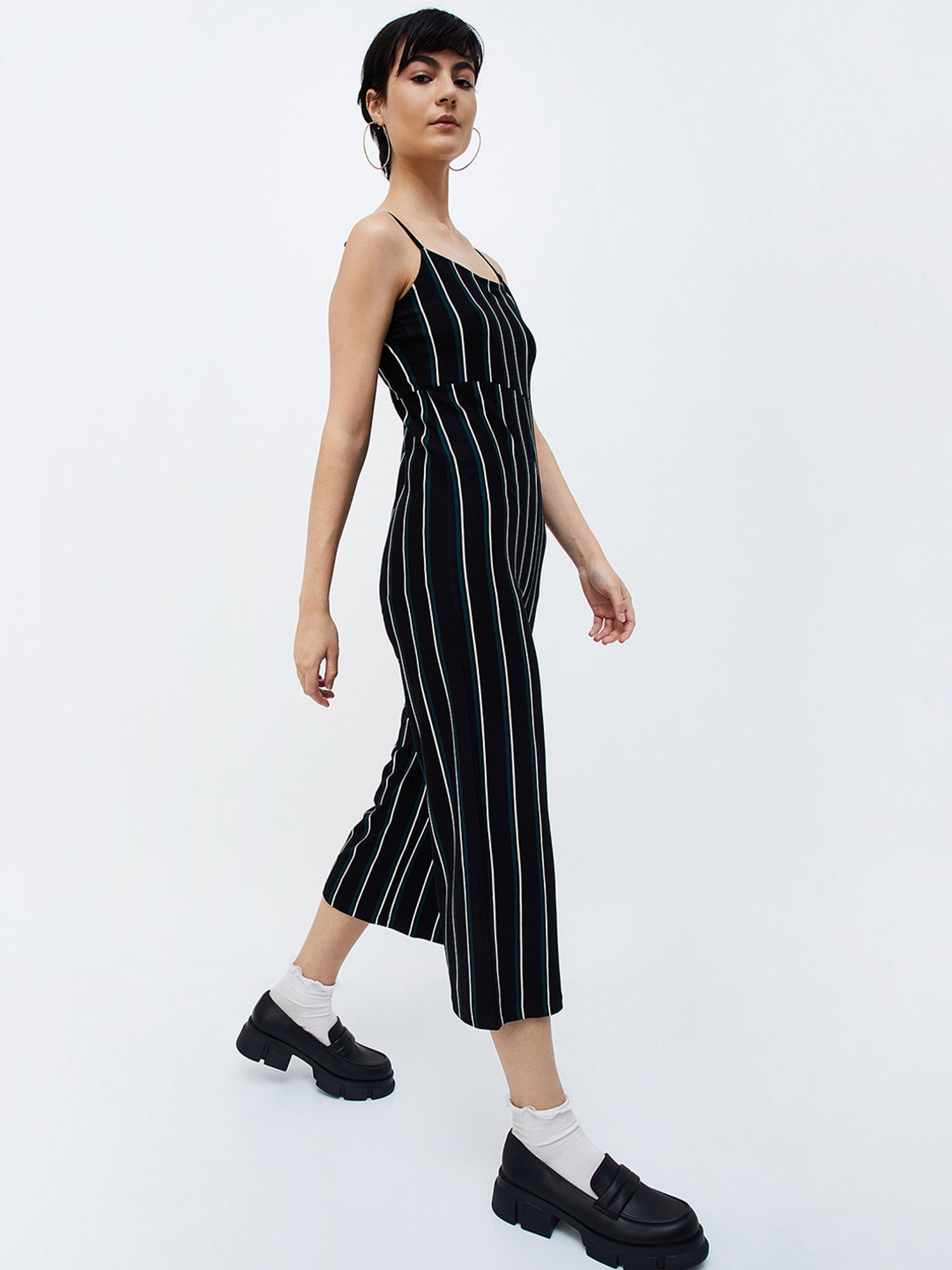 Ginger by Lifestyle Black Striped Jumpsuit