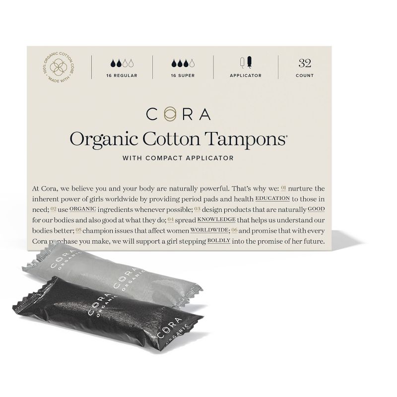 Cora Organic Tampons Mix Pack - Regular/Super - 32ct