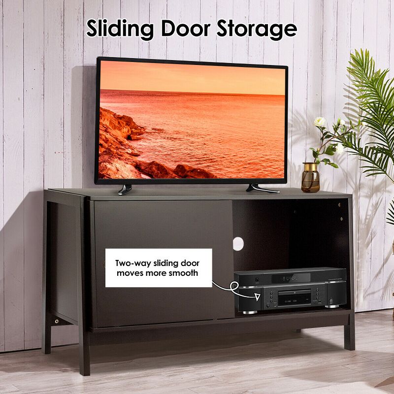 Costway TV Stand Modern Entertainment Cabinet for TV's up To 50'' with Sliding Doors