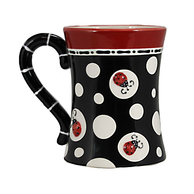 Tabletop 4.5" Ladybug Mug Raised Carla Grogan Burton & Burton  -  Drinkware
