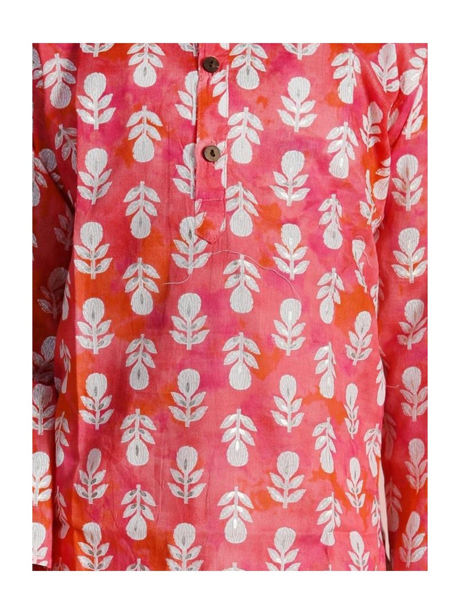 Tippy Top Kids Pink & White Floral Print Full Sleeves Kurta with Pyjamas