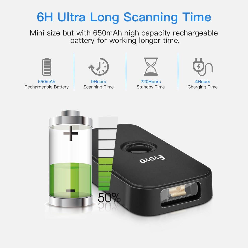 EY-009L 3-in-1 Bluetooth USB Wired&Wireless 1D Barcode Scanner Bar Code scaner Reader for Mac Android iOS Tablet Computer