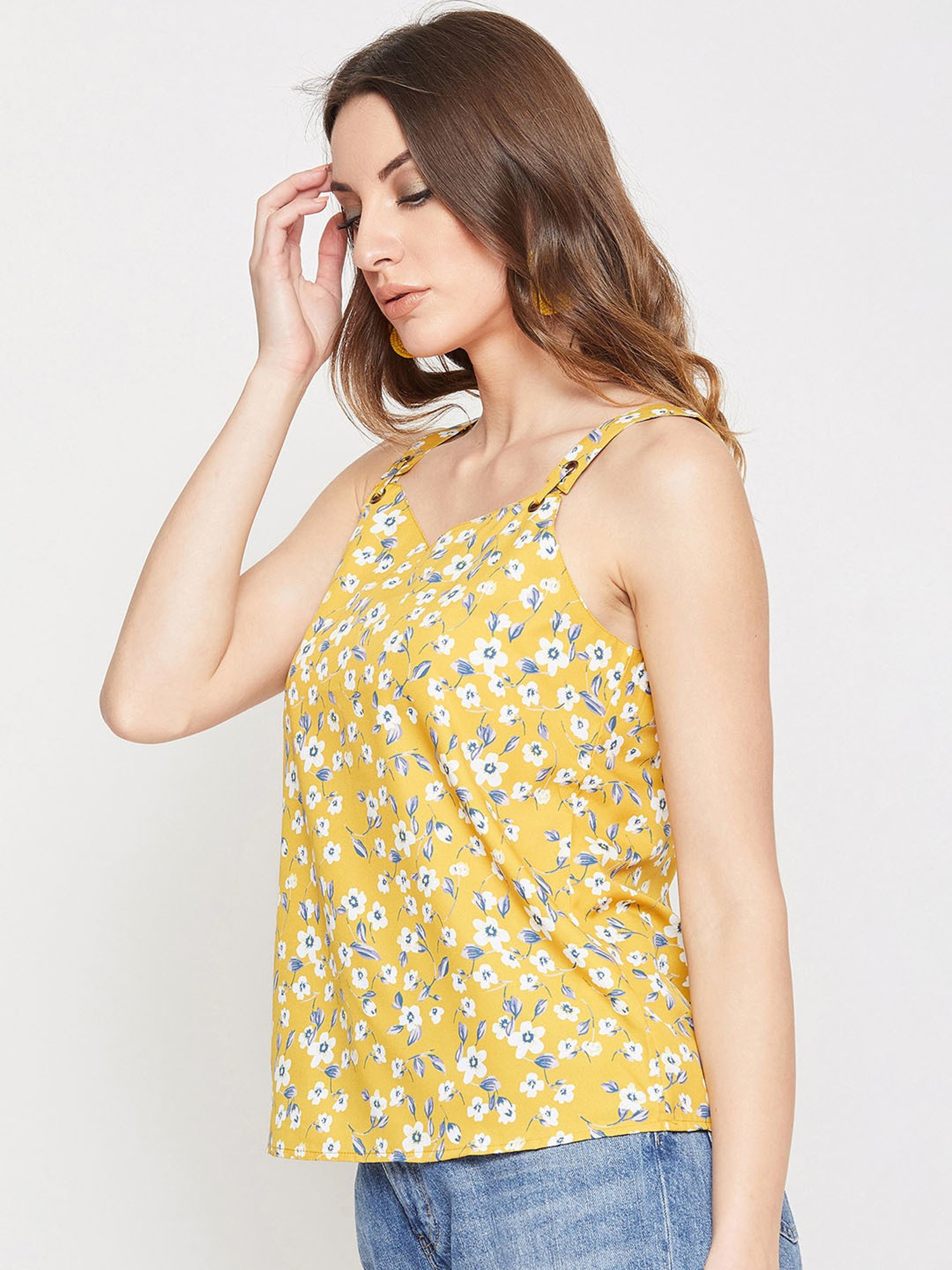 Marie Claire Yellow Floral Print Top