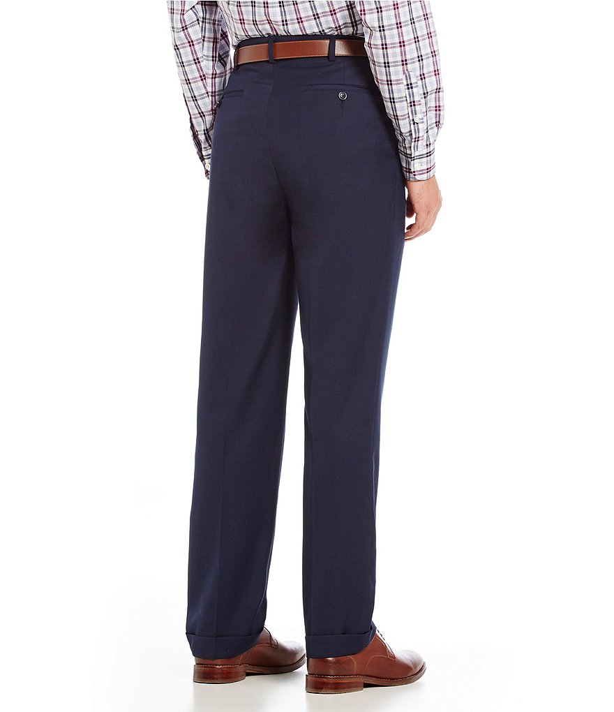 Roundtree & Yorke TravelSmart Luxury Gabardine Ultimate Comfort Classic Fit Pleat Front Non-Iron Dress Pants