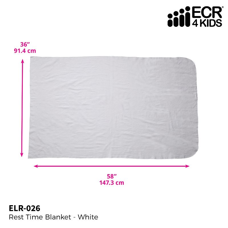 ECR4Kids 12-Pack Rest Time Blanket Cot or Rest Mat Blanket for Daycare or Preschool Nap Time - White