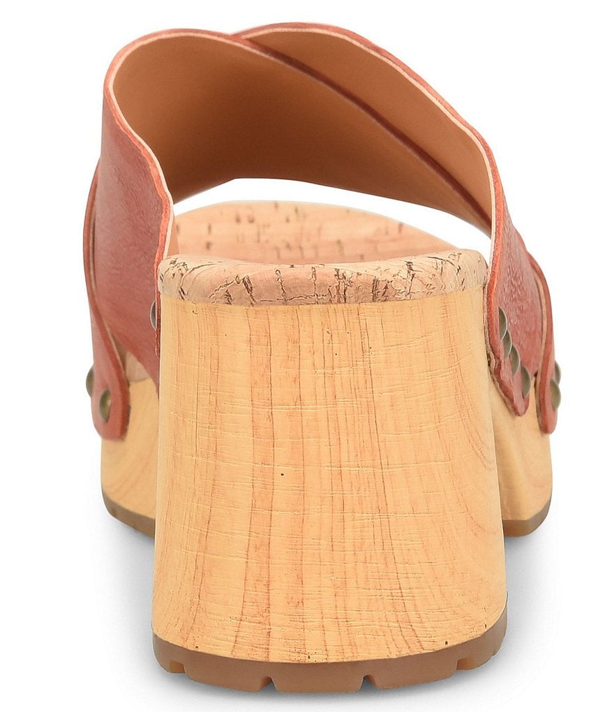 Kork-Ease Tatum Leather Wood Heel Platform Slide Sandals