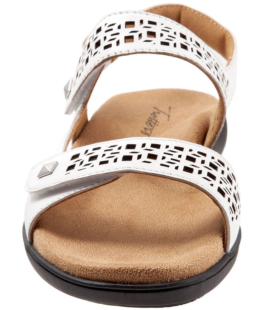 Trotters Romi Cutout Leather Adjustable Hook and Loop Footbed Sandals