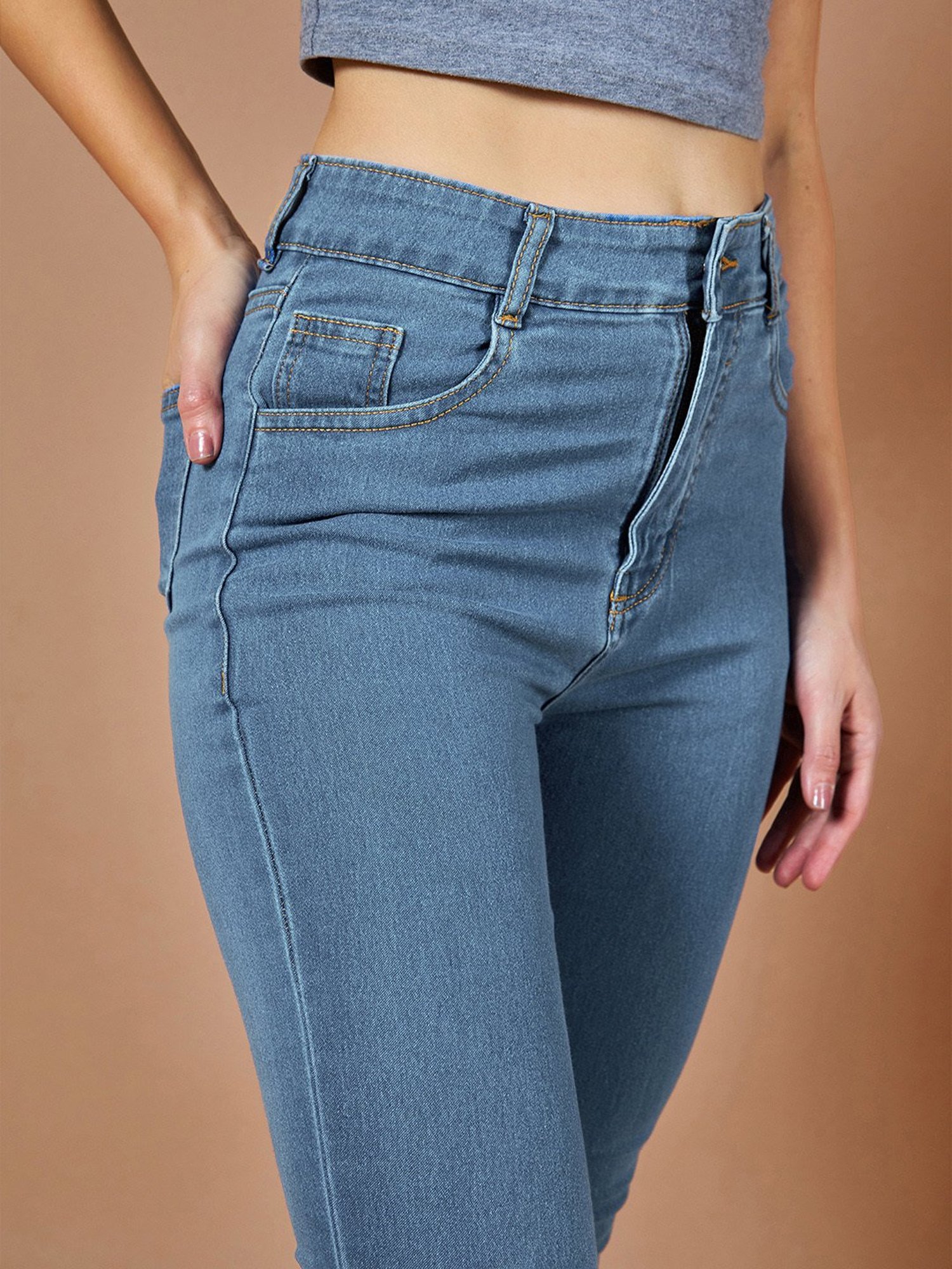 DOLCE CRUDO Blue Denim Skinny Fit High Rise Jeans