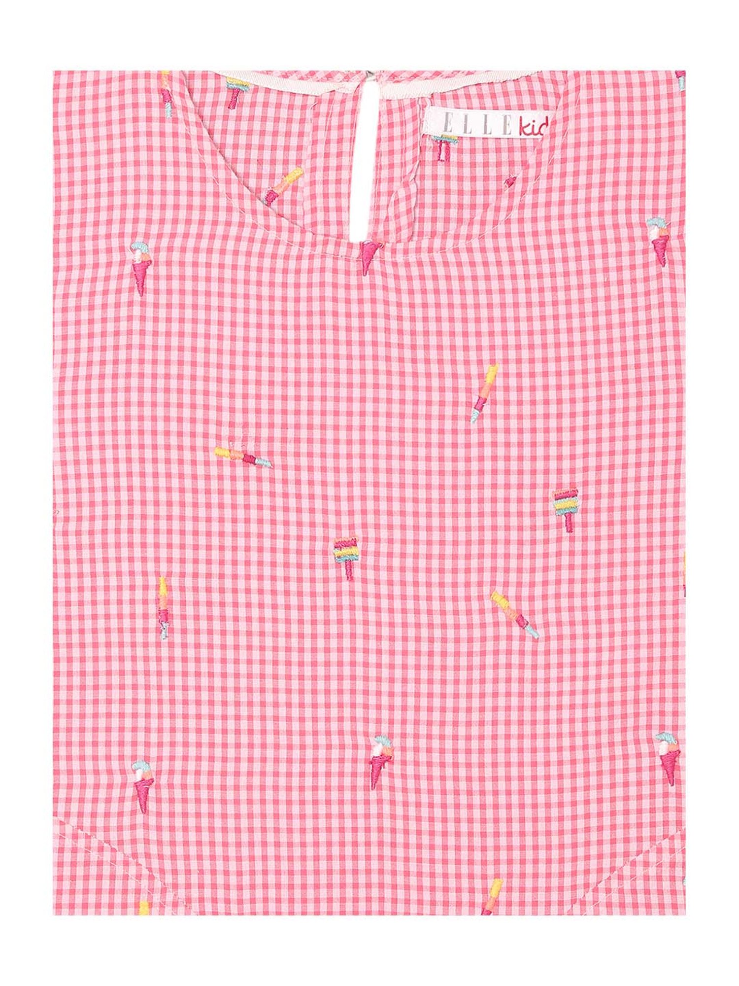 Elle Kids Pink Cotton Embroidered Top