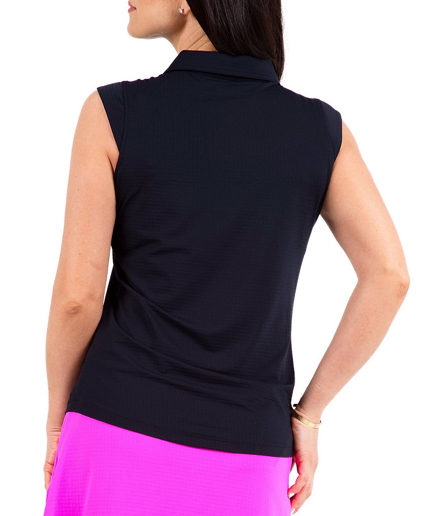 IBKUL Essential Solid Sleeveless Point Collar Polo Top