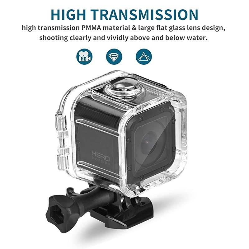 60m Dive Protective Housing Case for GoPro Hero 5 Session Hero 4 Session Hero Session, High Transmission Waterproof Housing Case