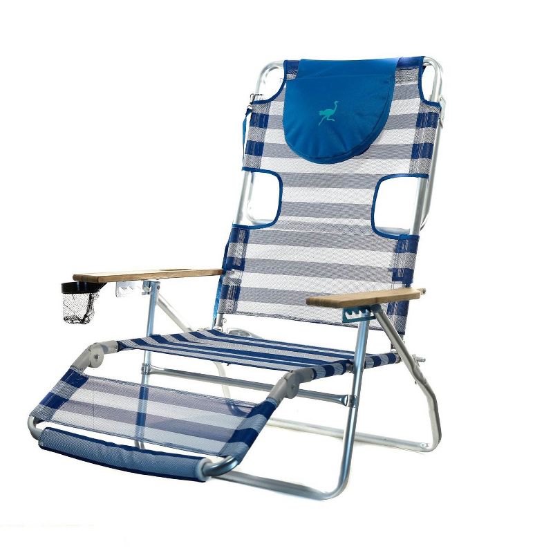 Ostrich 3 N 1 Lightweight Aluminum 5 Position Reclining Beach Chair, Striped