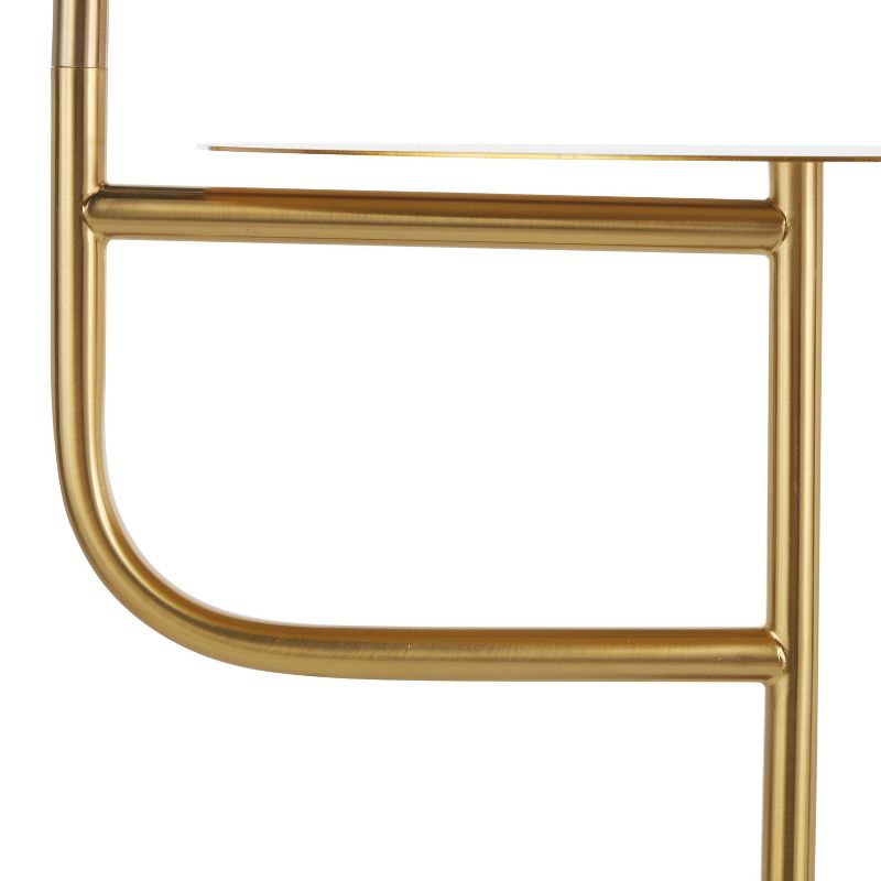 Symbol Contemporary/Glam Floor Lamp with Metal Side Table and Marble Base Gold (Includes LED Light Bulb) - LumiSource