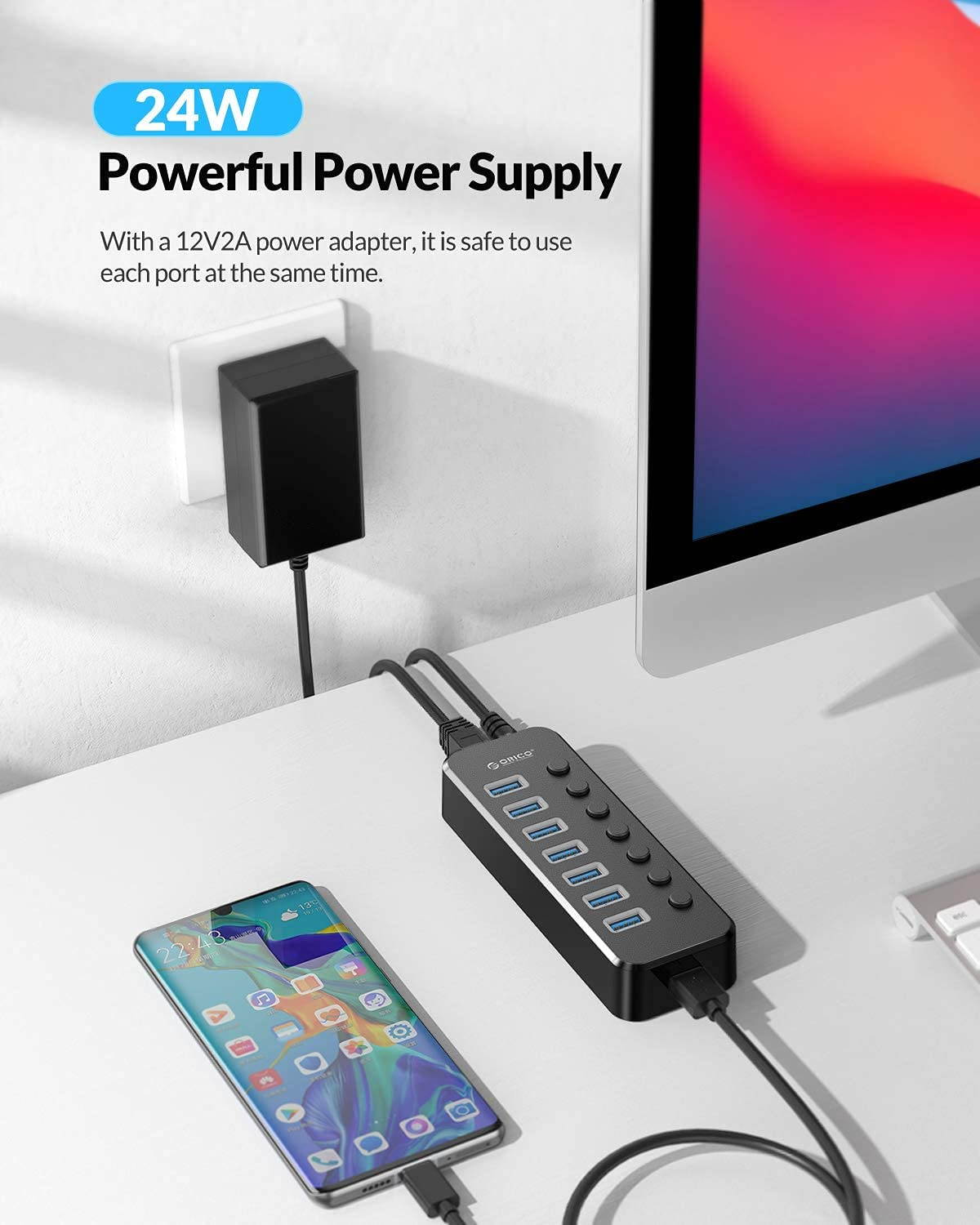 USB 3.0 Hub, Portable SuperSpeed 4 Port USB 3.0 Hub with Built-in Cable , USB Extension Multi-function USB Dock Hot Swapping Support for  Mac, PC, USB Flash Drives and Other Devices