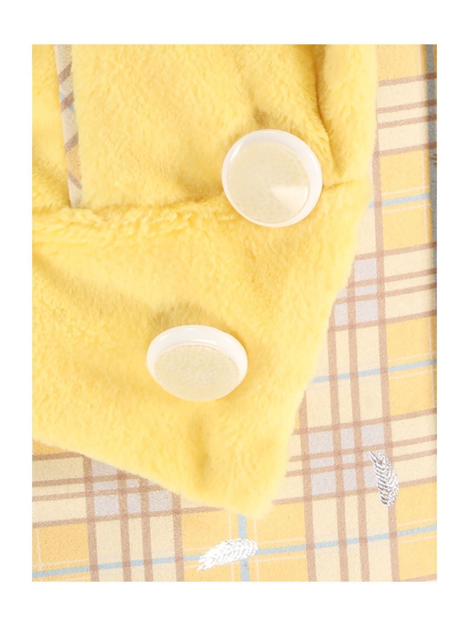 Cutecumber Yellow Checks Full Sleeves Dress with Shrug